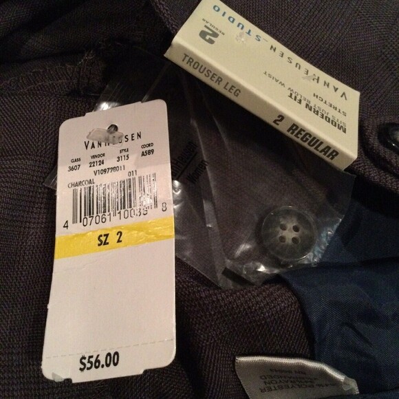 Van Heusen Studio Womens Modern Fit Stretch Trouser Leg Dress Pants Charcoal 2R - Picture 10 of 10